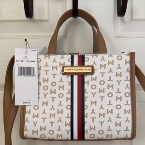 Tommy Hilfiger White and Tan Women's Bag